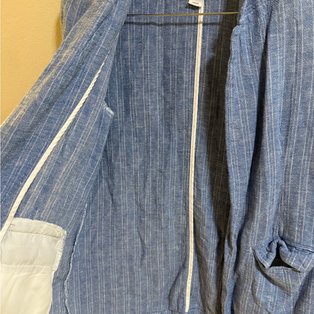 Old Navy Blue Linen Blend Striped Blazer Size XS - Picture 4 of 6